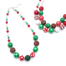MHS. SUN/модный Рождественский подарок, детское массивное ожерелье из бисера для девочек, зеленое/красное/Белое массивное ожерелье из жевательной резинки, праздничные украшения, 1 шт