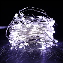 LSDM 2M 5M 10M 100 Led Strings Sliver Wire 3XAA Battery Operated Christmas Wedding Party Decoration LED String Fairy Lights