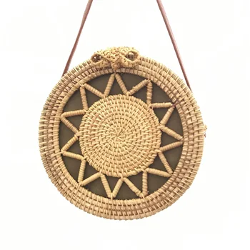 

Women's bag 2019 bohemian bali straw round bag hollow five-pointed star summer beach messenger bag fashion female shoulder bag