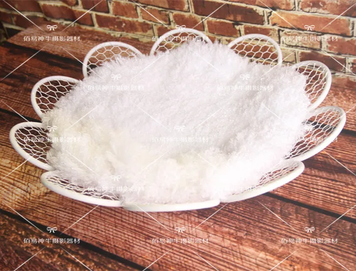 New Arrival Newborn No Blanket Children Photography White Flowers Wrought Iron Round Net Photography Props Basket Props Toy Gift