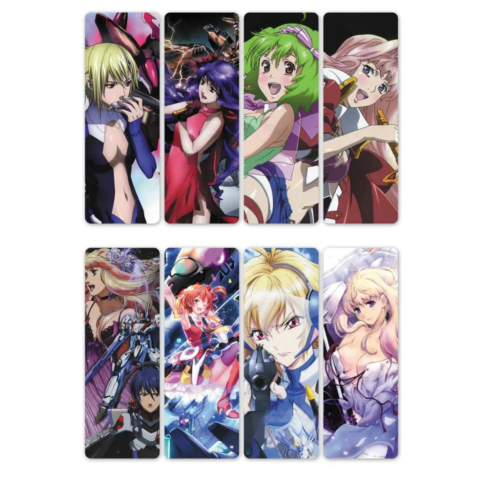 

8pcs/sheet The Super Dimension Fortress Macross Anime Bookmarks Transparent PVC Plastic Bookmark Bookmakers Gifts For Friends