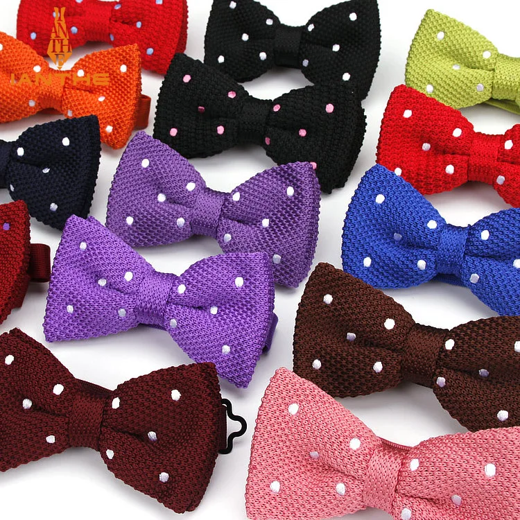 

Knitted Mens Bow Tie Men Leisure Polka Dots Bilayer Bow Ties for Men Wedding Party Striped Wedding Burgundy Burtterfly Bowtie