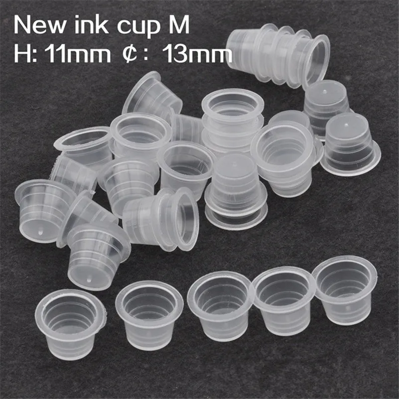 Groothandel 1000 stks/zak Medium Size 13mm Transparante Goedkope Tattoo Inkt Plastic Cap Cups Voor Inkt Pigment Zonder Platte Bodem