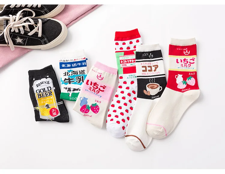 SP& CITY/милые женские носки в японском стиле с клубничкой; короткие носки в стиле Харадзюку С героями мультфильмов; забавные хлопковые носки с принтом; милые носки для девочек; хипстерские носки