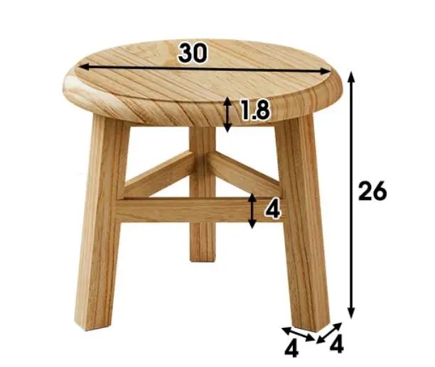 30*30*26CM Solid Wood Stool Shoes Stool Sofa Footstool