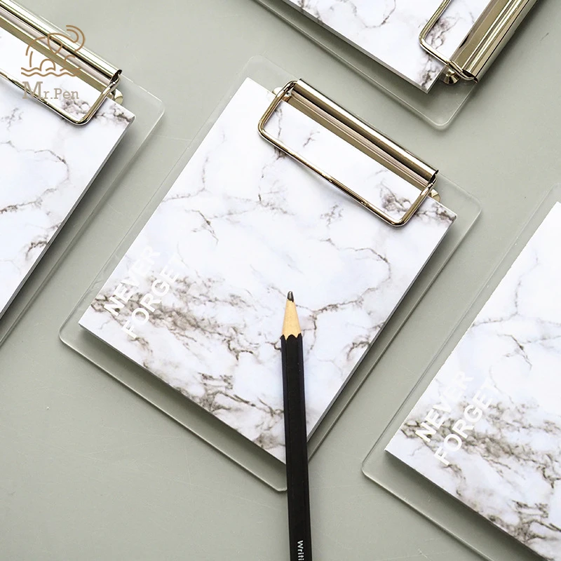 

Creative Marble Printing Pattern Memo Pad Sticky Notes Memo Portable Notepad with Acrylic Writing Board Clips School Stationery