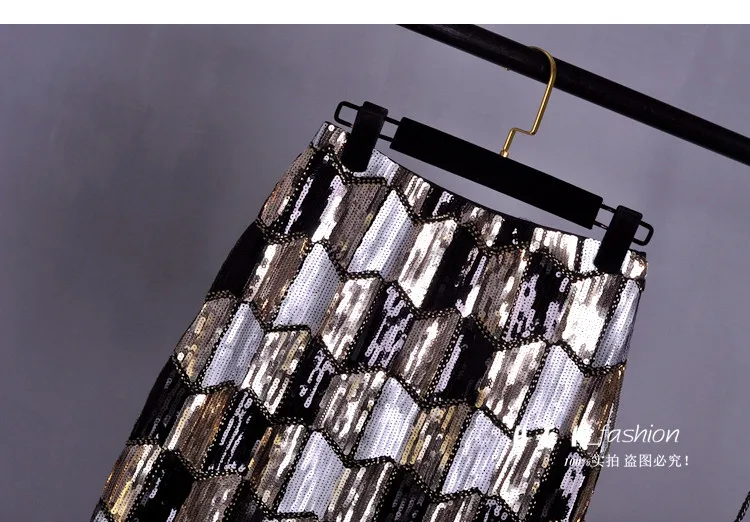 Cakucool, Женская Ретро короткая юбка с золотыми блестками, винтажная юбка-карандаш с бисером, высокая талия, серебряные, в клетку, тонкие, вечерние, мини-юбки