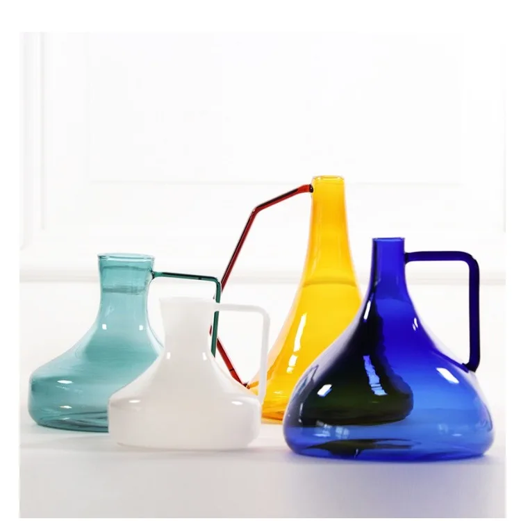 Простая цветная стеклянная бутылка для воды с узким горлышком, креативная ваза для цветов, универсальная стеклянная бутылка, декоративные украшения