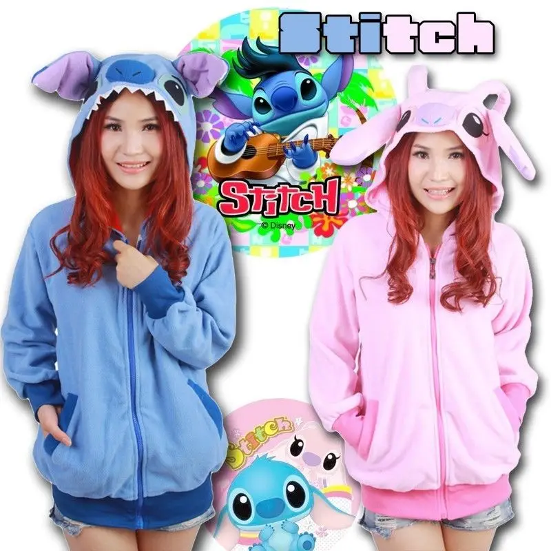 Anime Lilo And Stitch Cosplay Costume Hoodies Zipper Jacket Casual Outwear Coat |