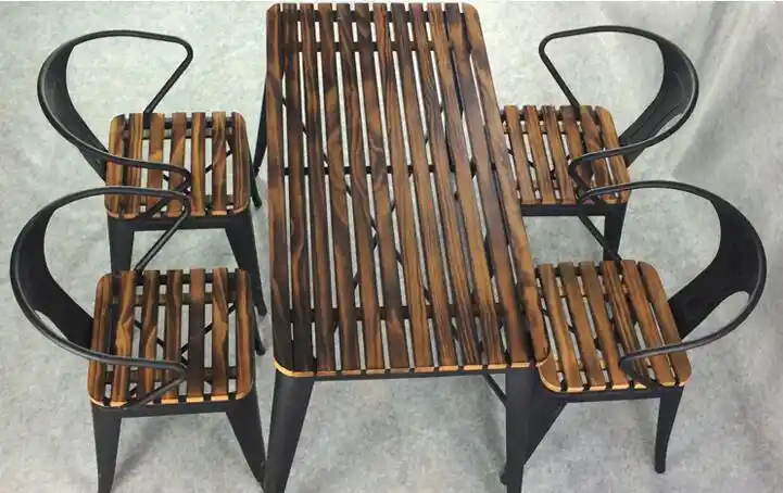 Outdoor Desk And Chair Set Iron Art Anticorrosive Square