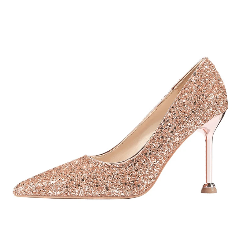

Women shoes high heels ladies shoes shallow mouth sequins banquet nightclub sexy heels shoes woman red pumps female heels