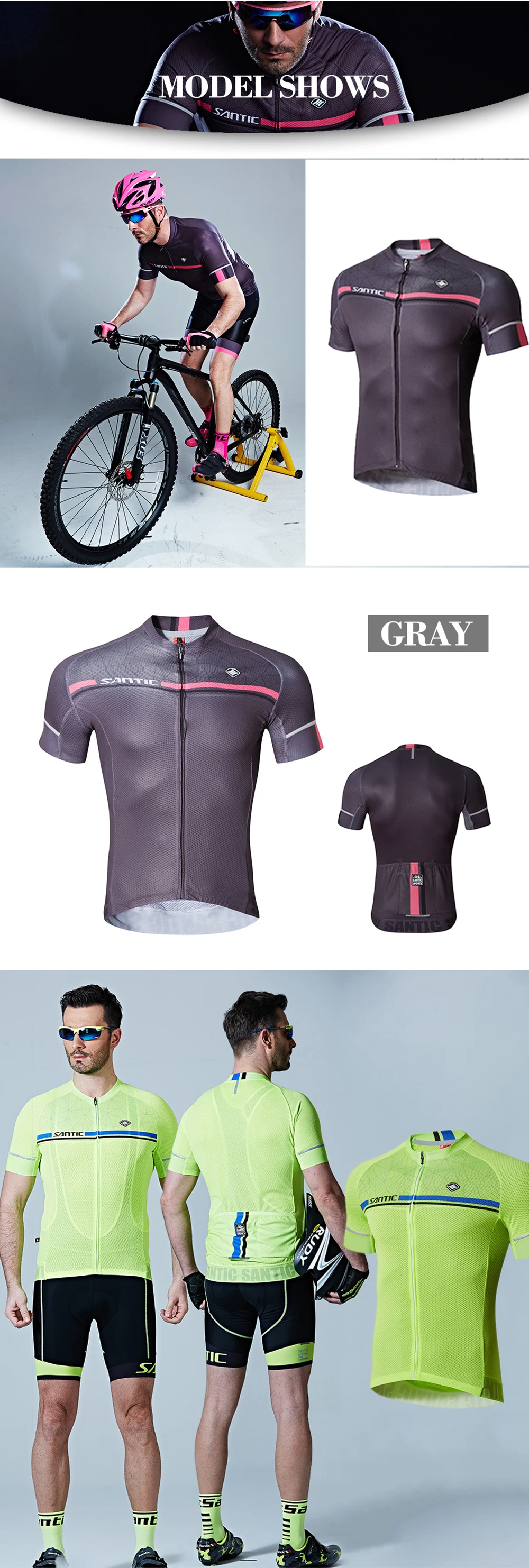 2018 SANTIC Cycling Clothing Men Pro Fit Cycling Jersey MTB Short Sleeve Downhill Bike Base Layer Jersey Sports Cycle Knitted (4)