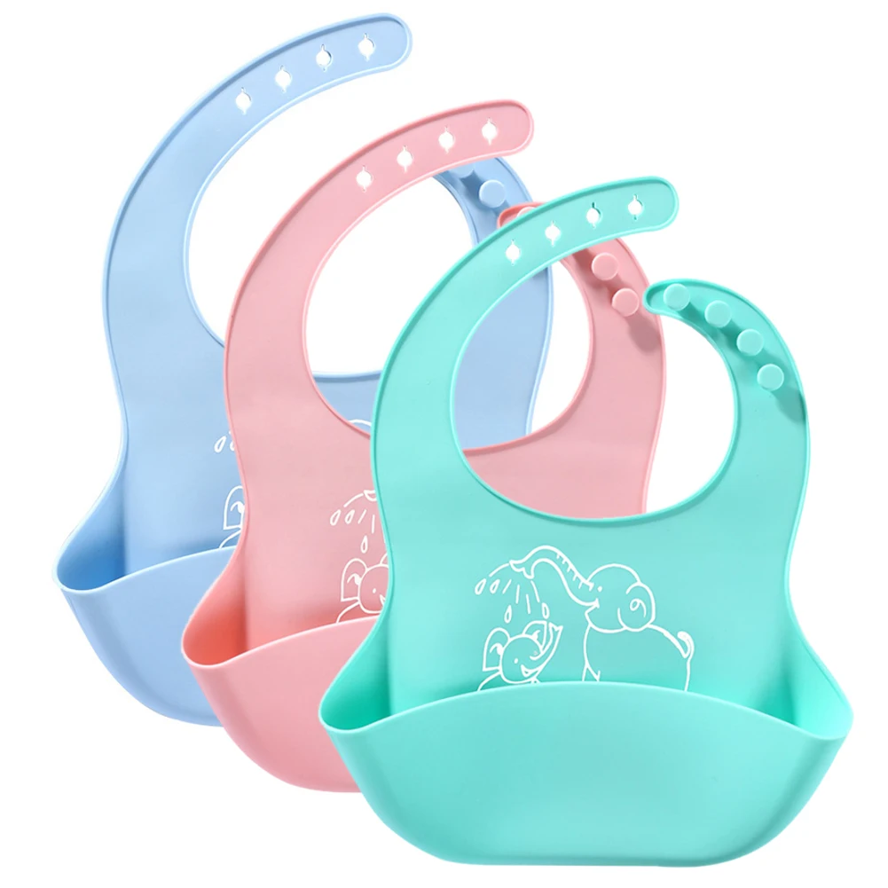 Baby Bibs Waterproof Baby Silicone Bibs Burp Cloths Toddler Kids