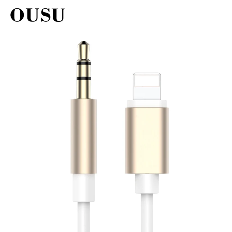 

OUSU 24k Gold Plated 3.5mm Jack AUX Cable for iphone Lightning Original Audio Headphone Cable Digital For Speaker