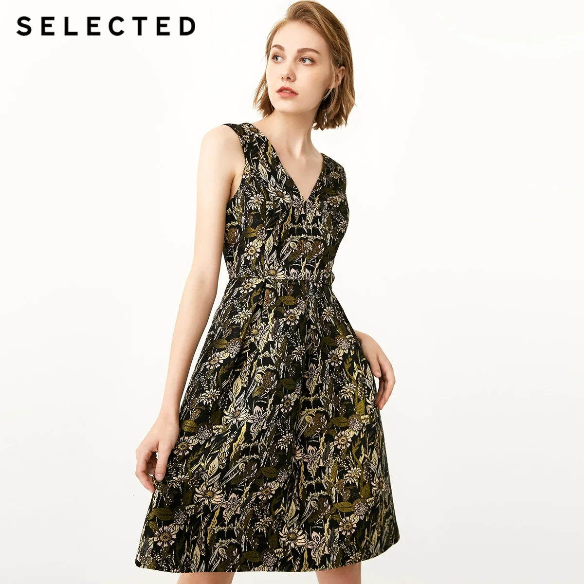 

SELECTED Slim Fit Jacquard V Neckline Sleeveless Dress S|41832J518