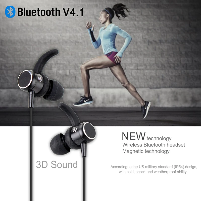 Бесплатная доставка Bluetooth наушники с микрофоном Беспроводной Наушники Спорт Бег