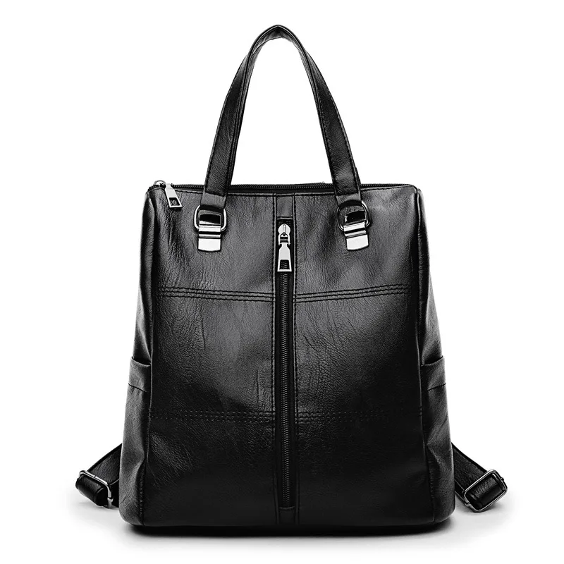 

Women Backpacks Leather School Bags For Teenage Girls Preppy Style Shoulder Bag Mochila Black Wine Red