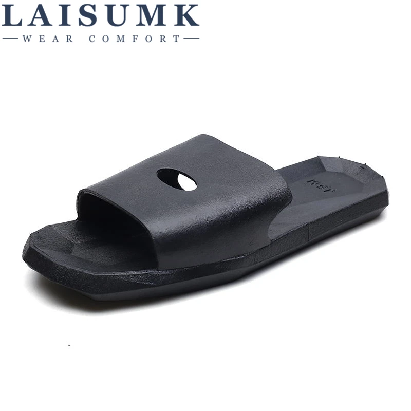 

2019 LAISUMK Summer Men Flip Flops Fashion High Quality Unisex Stripe Flat Bath Slippers Sandals Indoor & Outdoor Slippers
