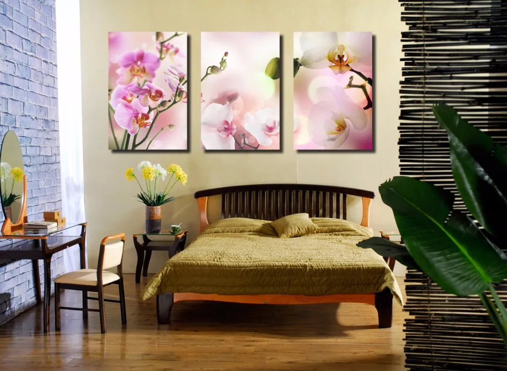 

3pcs Print poster canvas Wall Art Real butterfly orchid Decoration painting pictures on the wall sitting room frame art-047