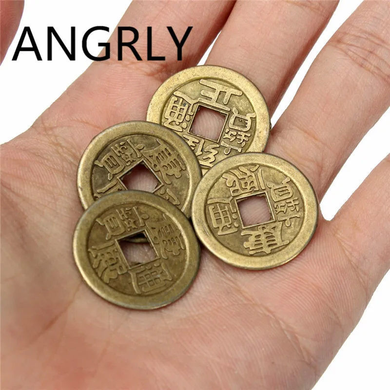 ANGRLY 24 мм китайский фэн-шуй Lucky Ching/древние монеты образовательные императоры антикварные деньги на удачу вечерние медные ремесла поставки