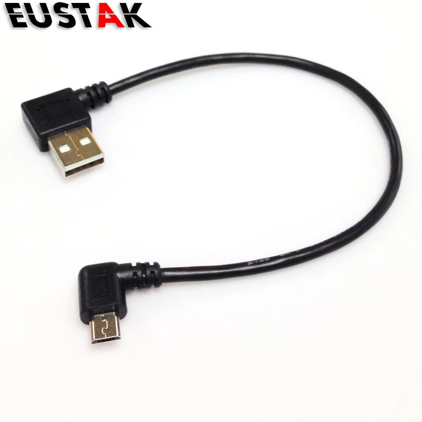 Eustak USB 2.0 Мужской 90 градусов правый локоть Micro кабель для передачи данных левый