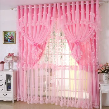 

Curtain Home Textile Home & Garden left and right biparting open curtain cloth+voile solid lace whole sale can customize 2016