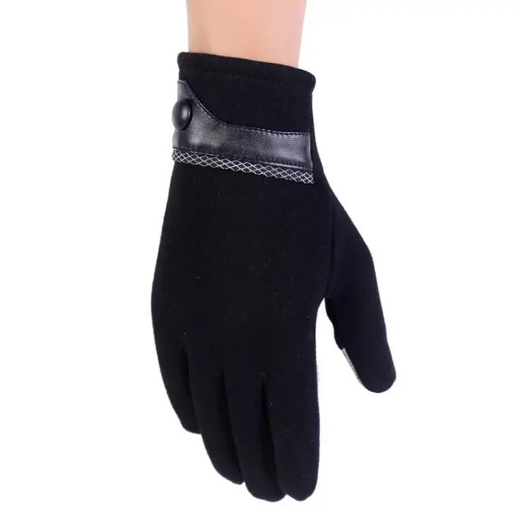NDUCJSI Touched Screen Mittens Comfortble Warm Winter Gloves Fashion Cycling Gloves Big Stretch Cotton Men Wrist Plush Gloves - Цвет: G118 E-black