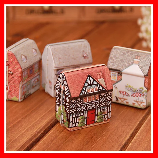 Mini House Vintage Metal Tin Box Jewelry Organizer Storage Iron Candy