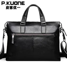 P. kuone мужской портфель из натуральной кожи сумка через плечо сумка для ноутбука M0011