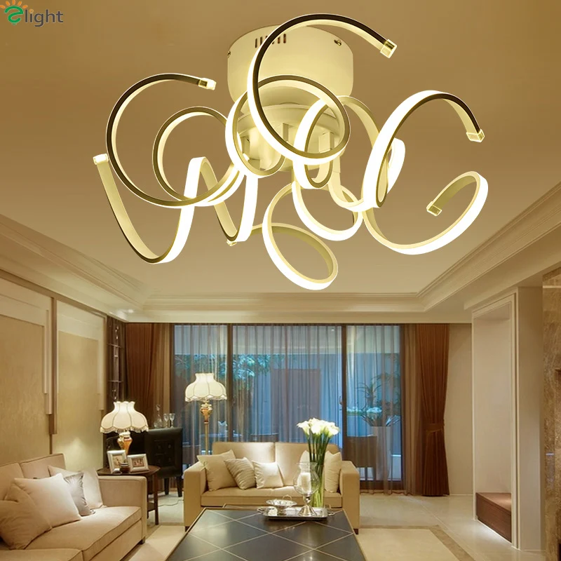 Современный блеск акриловая спальня светодиодные потолочные люстры лампа алюминиевая гостиная светорегулируемая светодиодная люстра светильники