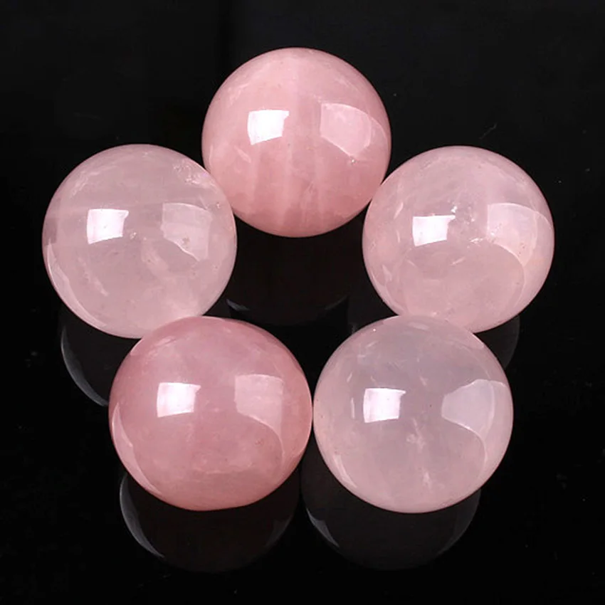

xinshangmie Wholesale 5pcs Natural Charm Rose Pink Quartz Round Ball No Hole Beads 16mm For Jewelry DIY Making