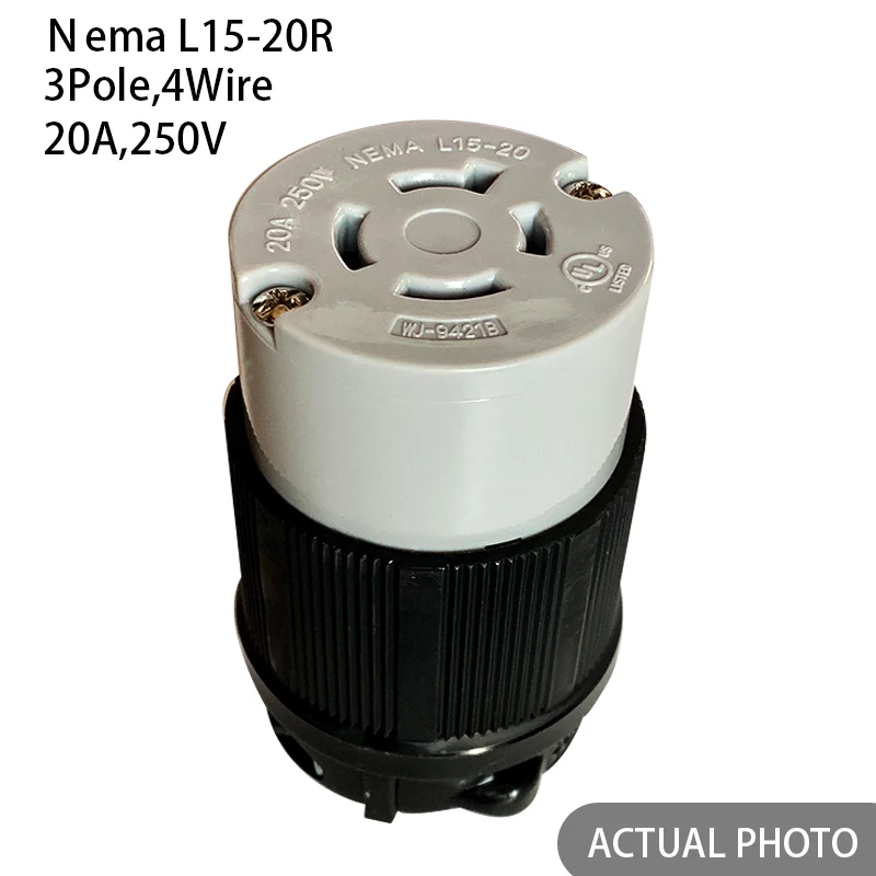 

US Nema L15-20R Anti-drop Industrial Female Groungding Locking Connector Power Cord Socket 3Pole 4Wire Electrical Plug 20A 250V