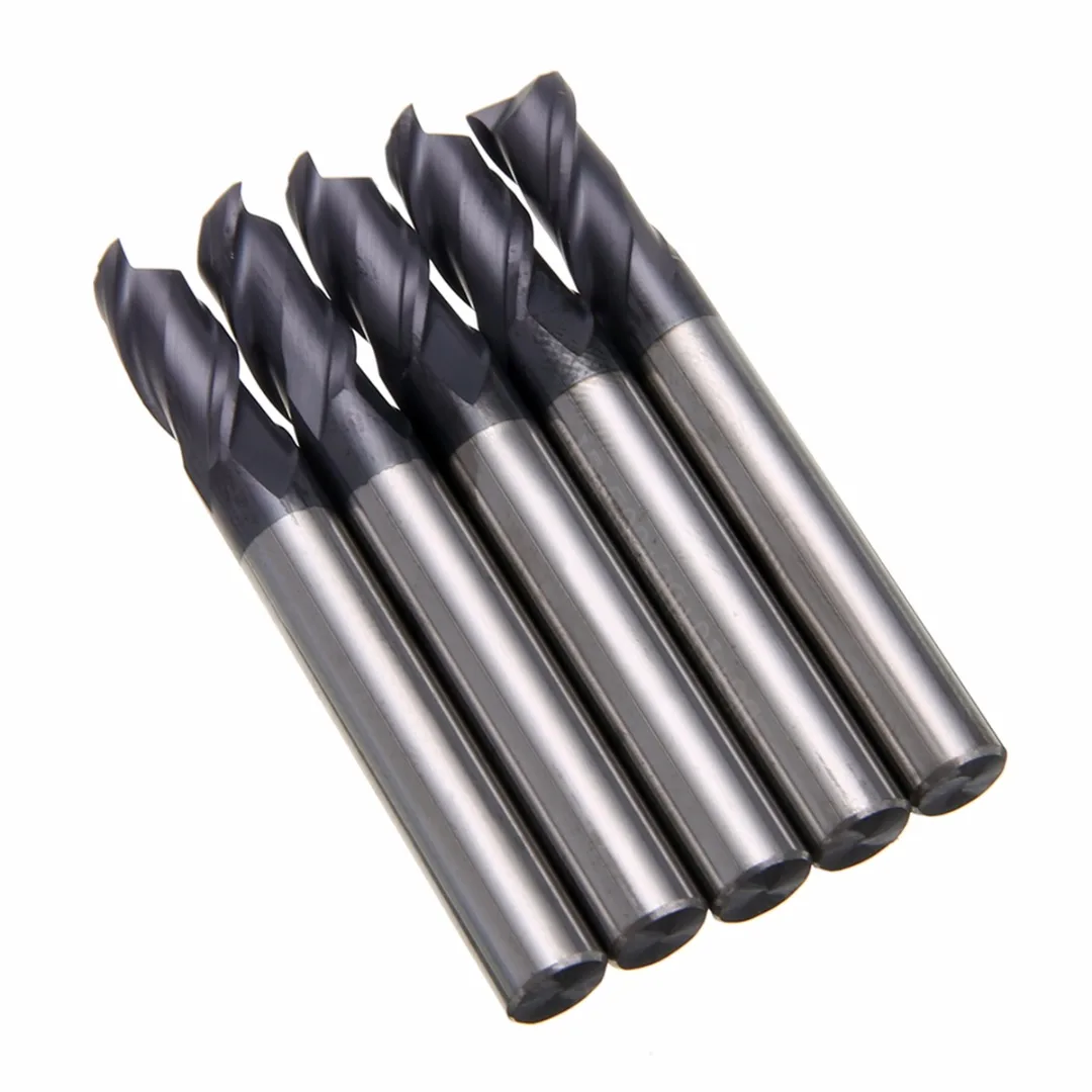 5pcs 2 Flute Solid Carbide End Mill 6mm CNC Slot Tungsten Coating  Woodworking Milling Cutter Set