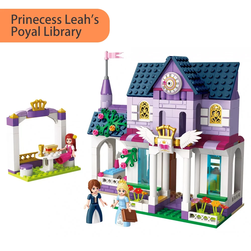 

422pcs 2608 Princess Leah Royal Library Set With Kiosk Mini figures Minifigs Building Blocks Toys For Girls Kids Creative Gifts