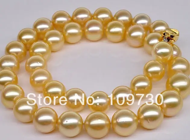 

Jewelry 002483 10-11MM NATURAL SOUTH SEA GENUINE GOLD PEARL NECKLACE AAA
