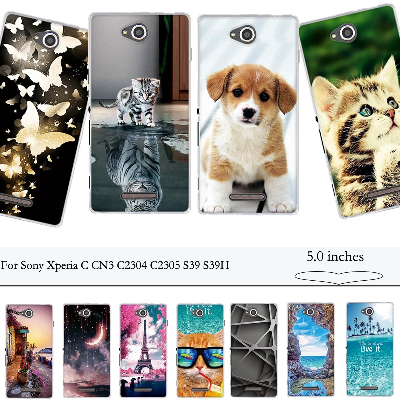 

Soft Silicone TPU Back Cover For Sony Xperia C CN3 C2304 C2305 S39 S39H Phone Case Luxury Coque For Sony C 2304 2305 Case Cover