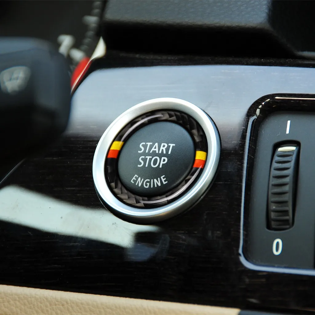 

Car Engine Ignition START Button Cover STOP Switch Key Decor Ring Carbon Fiber Sticker For BMW E90 E92 E93 car styling 4.0#