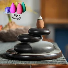 Дзен буддийский камень курильница для благовоний горелка домашний Чайный домик офисная декоративная керамика водопад кадильница для ароматерапии