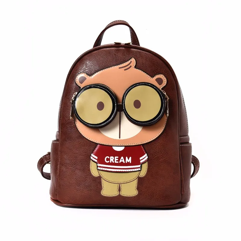 

Cream Bear Backpack Cute College Wind Student Bag 2019 New High Quality Casual Joker Small Backpack Amarte