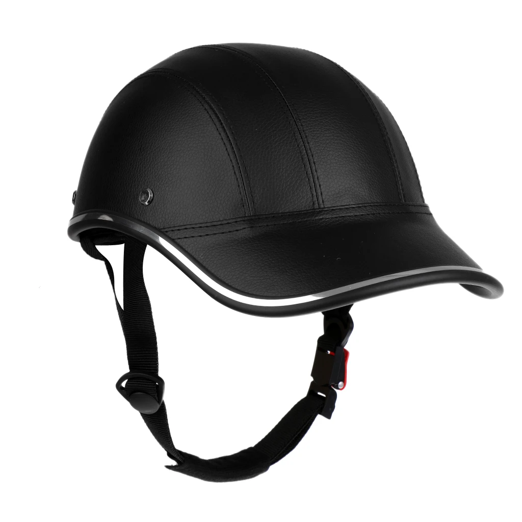 Günstige Motorrad Radfahren Halb Offen Gesicht Helm Baseball Cap Schaum Padded PU Hut Visier Sicherheit Helm für Outdoor Sport Klettern Baseball