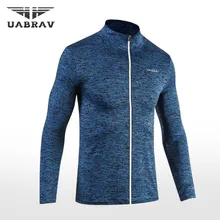 UABRAV Для мужчин куртка для бега быстросохнущая Футболка Верхняя спортивная одежда с длинными рукавами Фитнес гимнастический костюм Светоотражающие молнии спереди 3 Цвета