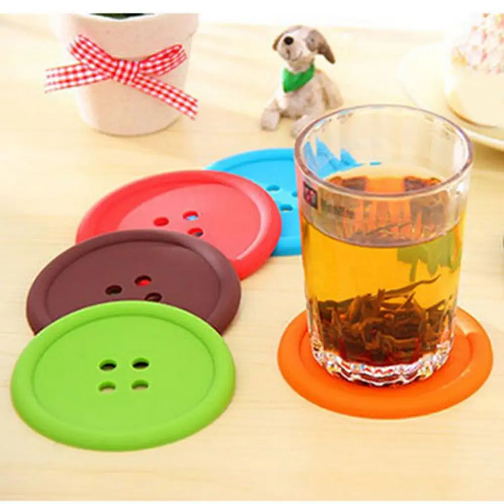 5Pcs/Lot Modern Creative Household Supplies Round Silicone Coasters