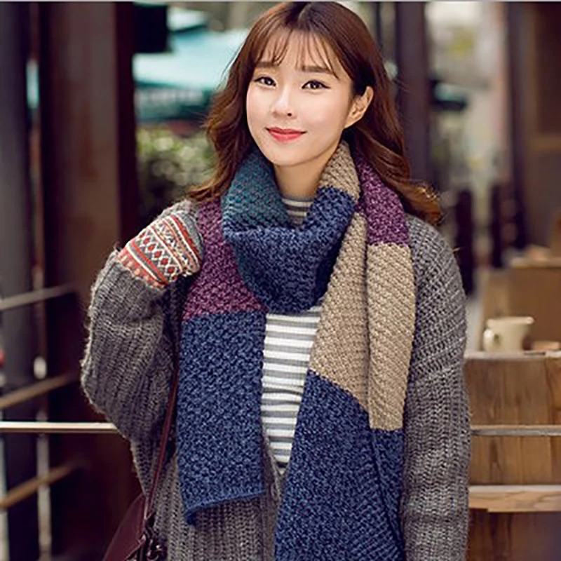 [FEILEDIS] осенний и зимний шарф, цветной шерстяной шарф, плотный теплый кашемировый шарф FD078