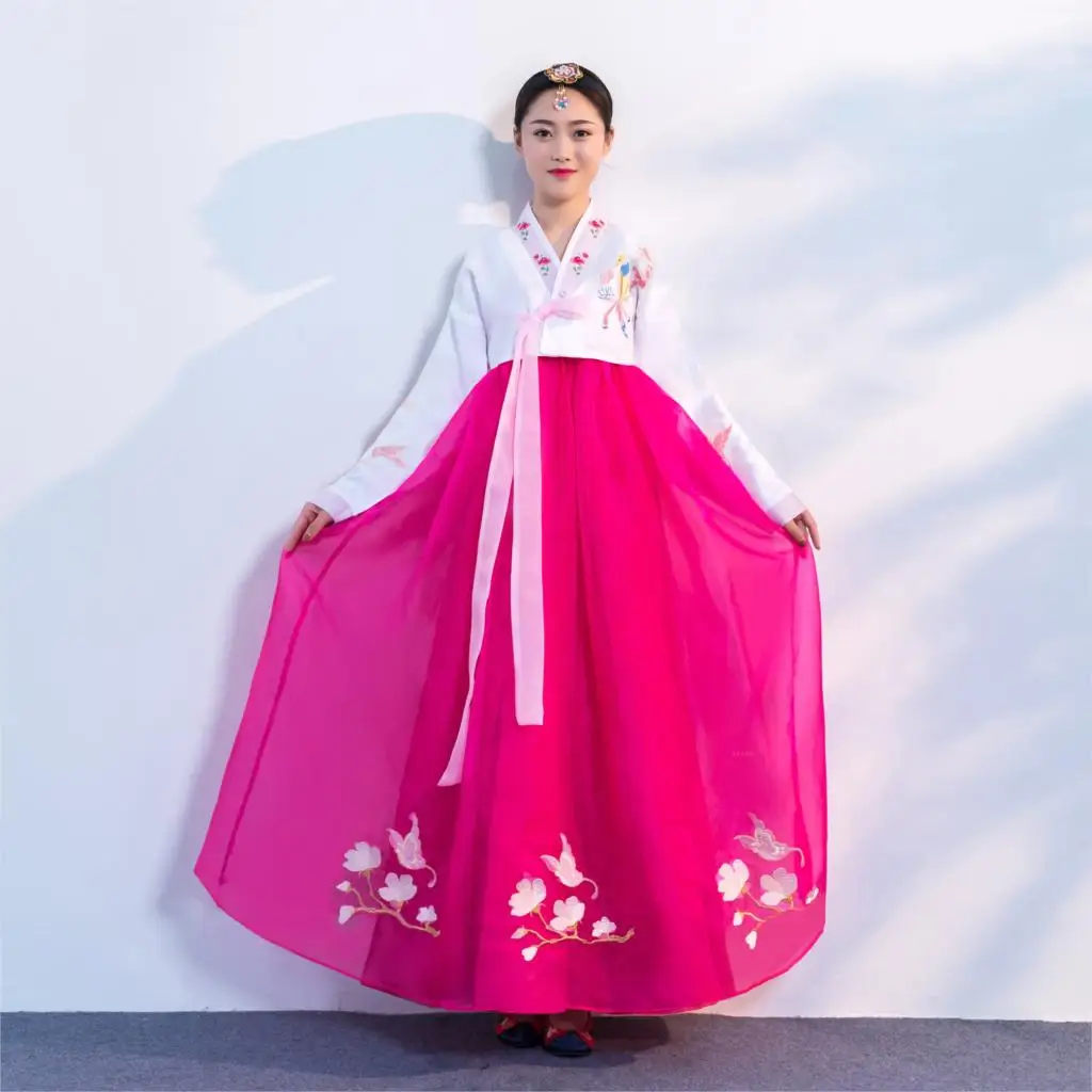 Национальный сценический наряд костюм миноритарных ханбок корейская традиционная вышивка костюм ханбок корейская традиционная одежда - Цвет: color3