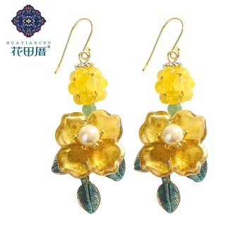 

Ethnic Yellow Grape Flower Dangle Earring for Women Fashion Bronze Plated Leaves good Earring Hook Dangle Earring EZ-18118
