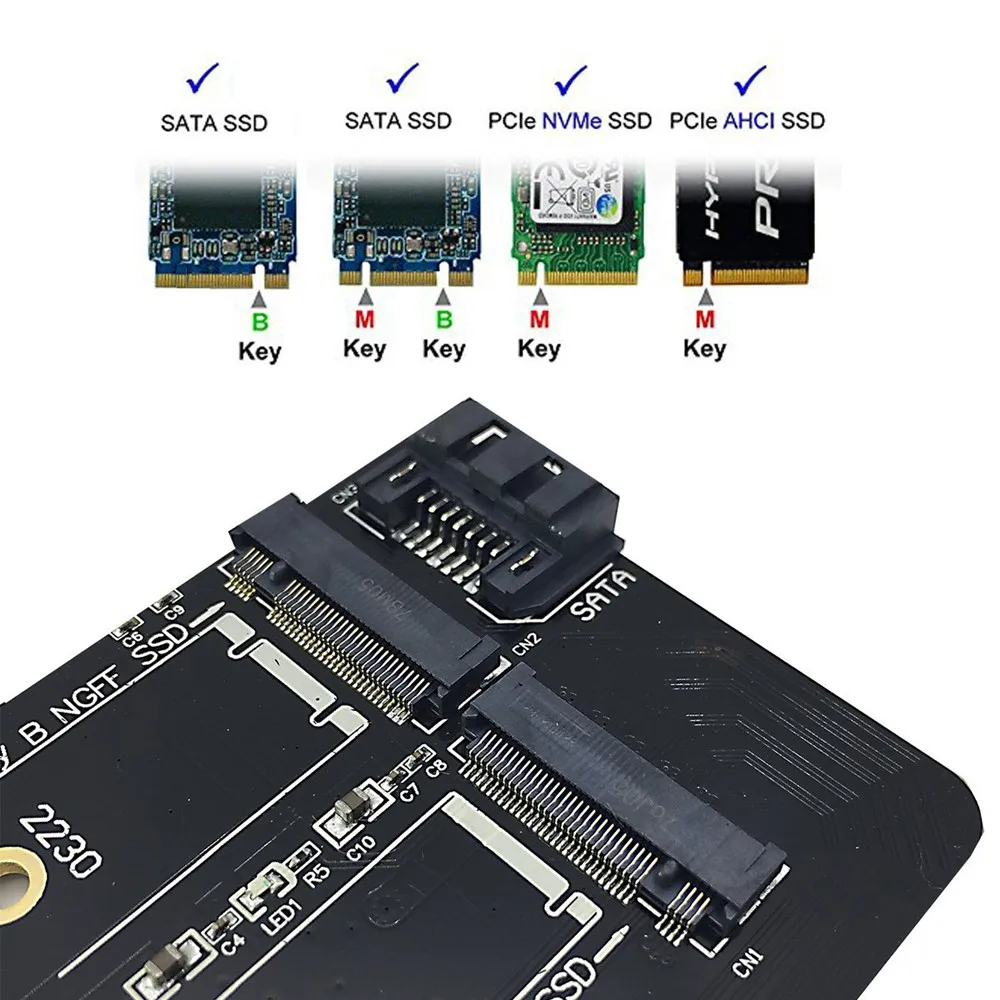 Двойной M.2 PCIe адаптер M2 SSD NVME M ключ SATA на основе B ключ к PCI-e 3,0x4 Контроллер конвертер карты Поддержка 2280 2260 2242 2230