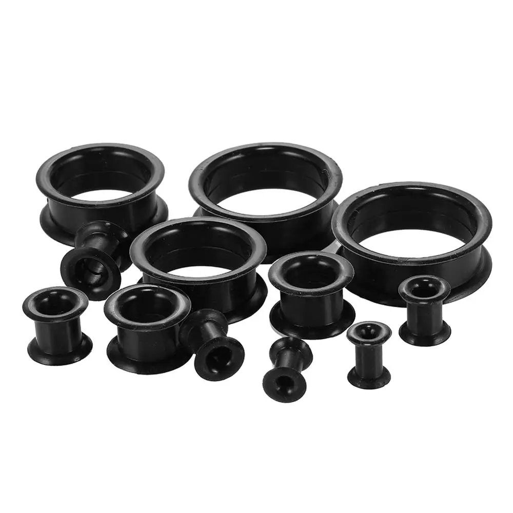 Hollow Silicone Flexible Double Flared Flesh Ear Tunnel Plugs Gauge Expander Stretchers Piercing Jewelry 3mm-40mm 2pcs/lot piercing jewelry,ear piercing jewelry,body piercing jewelry,body jewelry