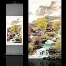 Seda chinesa aquarela tinta flor de outono paisagem arte da parede da lona do retrato emoldurado pintura de rolagem