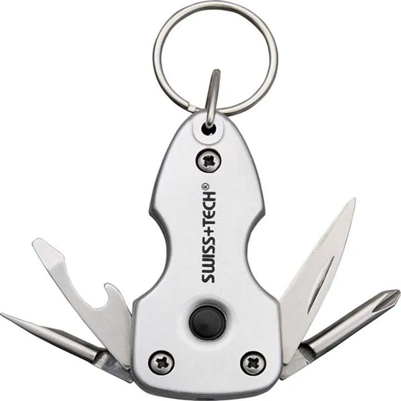 Swiss Tech 7 in 1 EDC Key Ring Outdoor Pocket Multi-Tools Survival Opener Flat-Blade Knife Keychain LED Flashlight Camping Gear Swiss Tech 7 in 1 EDC Key Ring Outdoor Pocket Multi-Tools Survival Opener Flat-Blade Knife Keychain LED Flashlight Camping Gear