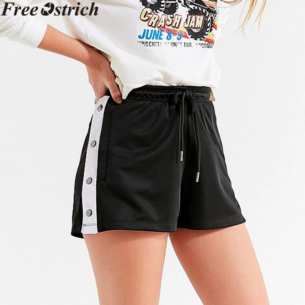 

Summer Women loose shorts stitching high waist Lace Up hot shorts plus size ladies breathable running fitness workout shorts